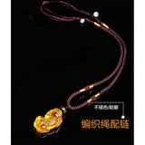 Yellow Crystal Pixiu Pendant Amulet Necklace Bring Wealth Sweater Chain