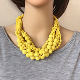 Yellow Dark Red Acrylic Beads Choker Necklace