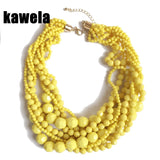 Yellow Dark Red Acrylic Beads Choker Necklace