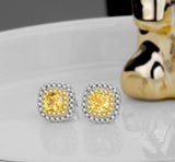 Yellow Diamond Stud Earrings 925 Sterling Silver Gemstone Wedding Jewelry