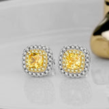 Yellow Diamond Stud Earrings 925 Sterling Silver Gemstone Wedding Jewelry