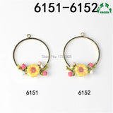 10pcs Yellow Enameled Flower Garland Drop Charms Pendant