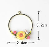 10pcs Yellow Enameled Flower Garland Drop Charms Pendant