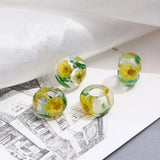 Yellow Flower Dried Plant Beaded Loose Beads DIY Accessory