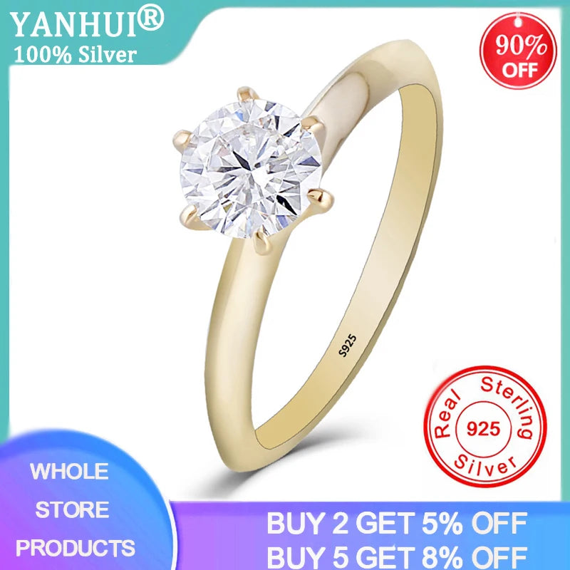 Yellow 1 Ct CZ Ring Set Tibetan Silver Engagement Anillos