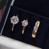 Yellow 1 Ct CZ Ring Set Tibetan Silver Engagement Anillos