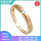 Yellow 1 Ct CZ Ring Set Tibetan Silver Engagement Anillos