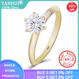 Yellow 1 Ct CZ Ring Set Tibetan Silver Engagement Anillos