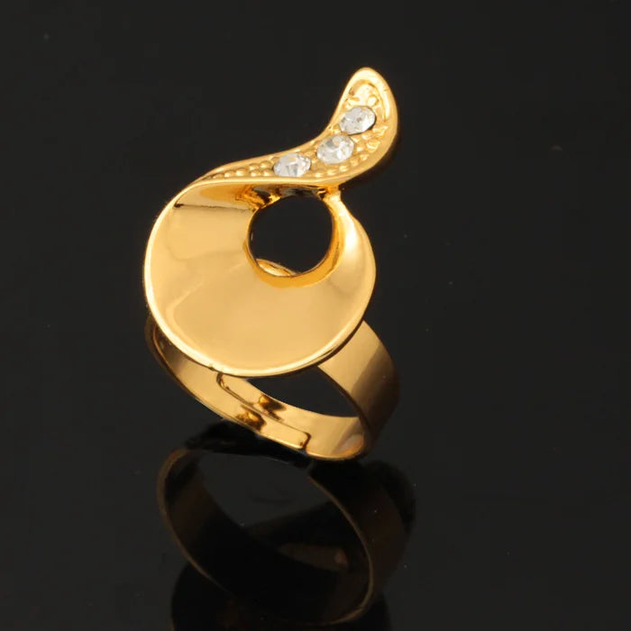 Yellow Rhinestone Statement Ring for Women