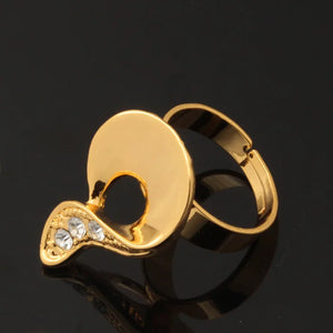Yellow Rhinestone Statement Ring for Women