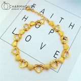 Yellow Heart Charm Bracelet & Bangles Wristband Pulseira Femme