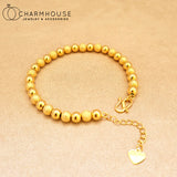 6mm Yellow Buddha Bead Charm Bracelet for Women Wedding Jewelry