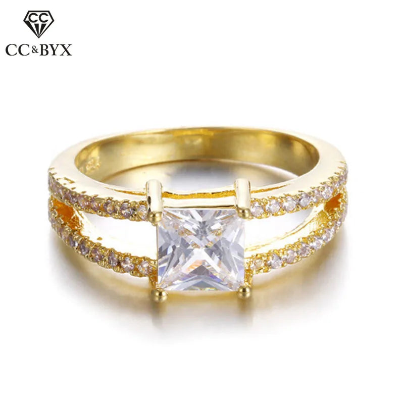 Yellow CZ Clear Stone Engagement Rings for Women CC140