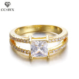 Yellow CZ Clear Stone Engagement Rings for Women CC140