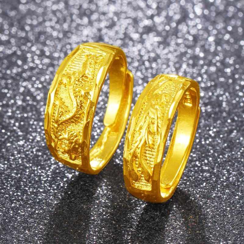 Dragon Phoenix Wedding Engagement Ring Set Bridal Jewelry Bijoux