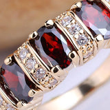 Yellow Women Ring 4x6mm 3-stone CZ Crystal Jewelry Cocktail Party Wear Daily
