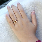 Yellow Women Ring 4x6mm 3-stone CZ Crystal Jewelry Cocktail Party Wear Daily