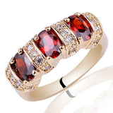 Yellow Women Ring 4x6mm 3-stone CZ Crystal Jewelry Cocktail Party Wear Daily