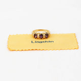Yellow Women Ring 4x6mm 3-stone CZ Crystal Jewelry Cocktail Party Wear Daily