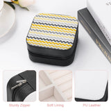 Yellow Grey Pattern Jewelry Storage Box Mini Leather Double Layer Organizer