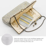 Yellow Grey Pattern Jewelry Storage Box Mini Leather Double Layer Organizer