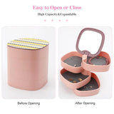 Yellow Grey Pattern Jewelry Storage Box Mini Leather Double Layer Organizer