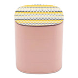 Yellow Grey Pattern Jewelry Storage Box Mini Leather Double Layer Organizer