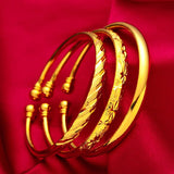 Yellow Plated Bangles For Women Double Beads Cuff Bangle & Bracelet