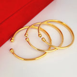 Yellow Plated Bangles For Women Double Beads Cuff Bangle & Bracelet
