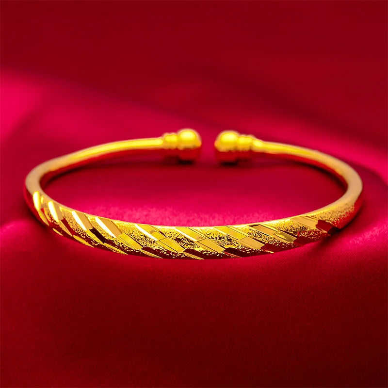 Yellow Plated Bangles For Women Double Beads Cuff Bangle & Bracelet