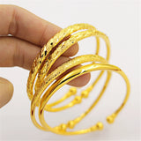 Yellow Plated Bangles For Women Double Beads Cuff Bangle & Bracelet