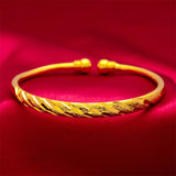 Yellow Plated Bangles For Women Double Beads Cuff Bangle & Bracelet
