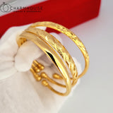 Yellow Plated Bangles For Women Double Beads Cuff Bangle & Bracelet