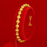 Yellow Plated Charm Bracelet Beaded Chain Bangle Pulseira Femme