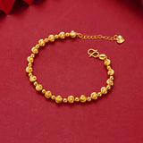 Yellow Plated Charm Bracelet Beaded Chain Bangle Pulseira Femme