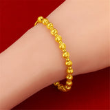 Yellow Plated Charm Bracelet Beaded Chain Bangle Pulseira Femme