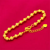 Yellow Plated Charm Bracelet Beaded Chain Bangle Pulseira Femme
