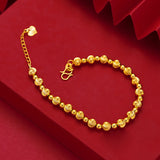 Yellow Plated Charm Bracelet Beaded Chain Bangle Pulseira Femme