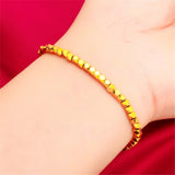Women's Yellow Plated Charm Bracelet Geometric Chain Bangle