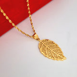 Yellow Plated Leaf Pendant Necklace Chain Collier Femme Choker Jewelry