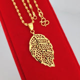 Yellow Plated Leaf Pendant Necklace Chain Collier Femme Choker Jewelry