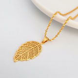 Yellow Plated Leaf Pendant Necklace Chain Collier Femme Choker Jewelry