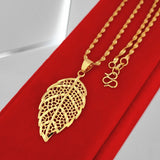 Yellow Plated Leaf Pendant Necklace Chain Collier Femme Choker Jewelry