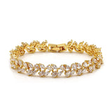 Yellow CZ Crystal Tennis Bracelet Rhodium Silver Plated Marquise Cut