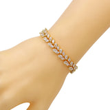 Yellow CZ Crystal Tennis Bracelet Rhodium Silver Plated Marquise Cut