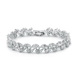 Yellow CZ Crystal Tennis Bracelet Rhodium Silver Plated Marquise Cut