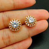 Yellow CZ Stud Earrings in 925 Sterling Silver for Wedding