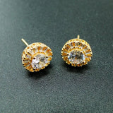 Yellow CZ Stud Earrings in 925 Sterling Silver for Wedding