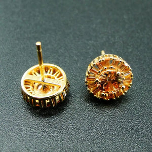 Yellow CZ Stud Earrings in 925 Sterling Silver for Wedding