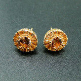 Yellow CZ Stud Earrings in 925 Sterling Silver for Wedding